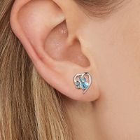 Retro Heart Shape Sterling Silver Inlay Zircon Ear Studs 1 Pair main image 2