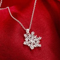 Simple Style Snowflake Copper Inlay Zircon Pendant Necklace 1 Piece main image 4