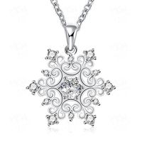 Simple Style Snowflake Copper Inlay Zircon Pendant Necklace 1 Piece sku image 1