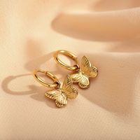 Fashion Heart Shape Butterfly Copper Plating Drop Earrings 1 Pair main image 2
