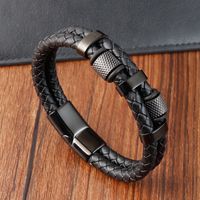 Retro Geometric Twist Titanium Steel Polishing Men's Bracelets 1 Piece sku image 2