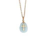 Fashion Cross Stainless Steel Natural Stone Plating Pendant Necklace sku image 4