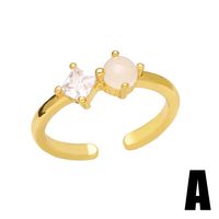 Simple Style Asymmetrical Irregular Copper Gold Plated Zircon Open Ring 1 Piece main image 5