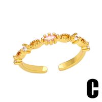 Simple Style Asymmetrical Irregular Copper Gold Plated Zircon Open Ring 1 Piece main image 3