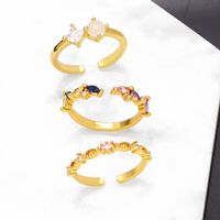 Simple Style Asymmetrical Irregular Copper Gold Plated Zircon Open Ring 1 Piece main image 1