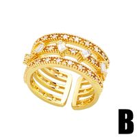 Classic Style Geometric Butterfly Copper Gold Plated Artificial Pearls Zircon Open Ring 1 Piece sku image 2