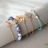 Fashion Round Heart Shape Bow Knot Beaded Alloy Heart Unisex Bracelets main image 7