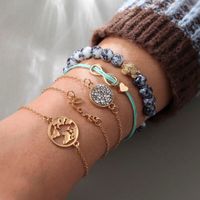 Fashion Round Heart Shape Bow Knot Beaded Alloy Heart Unisex Bracelets main image 9