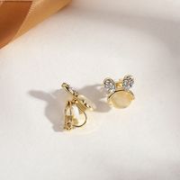 Fashion Round Heart Shape Flower Brass Inlay Artificial Pearls Rhinestones Opal Ear Clips 1 Pair sku image 11