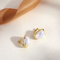Fashion Round Heart Shape Flower Brass Inlay Artificial Pearls Rhinestones Opal Ear Clips 1 Pair sku image 15