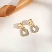 Fashion Round Heart Shape Flower Brass Inlay Artificial Pearls Rhinestones Opal Ear Clips 1 Pair sku image 30