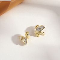 Fashion Round Heart Shape Flower Brass Inlay Artificial Pearls Rhinestones Opal Ear Clips 1 Pair sku image 17