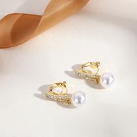 Fashion Round Heart Shape Flower Brass Inlay Artificial Pearls Rhinestones Opal Ear Clips 1 Pair sku image 5