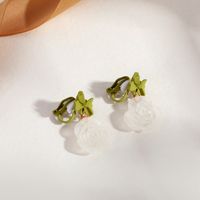 Fashion Round Heart Shape Flower Brass Inlay Artificial Pearls Rhinestones Opal Ear Clips 1 Pair sku image 14
