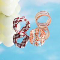 New Checkerboard Resin Ring Three-piece Set Wholesale main image 7