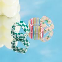 New Checkerboard Resin Ring Three-piece Set Wholesale main image 8