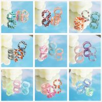 New Checkerboard Resin Ring Three-piece Set Wholesale main image 1