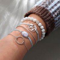 Fashion Round Heart Shape Bow Knot Beaded Alloy Heart Unisex Bracelets sku image 2