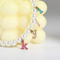 Großhandel Schmuck Mode Brief Edelstahl 302 Künstliche Perle Perlen Überzug Halskette Mit Anhänger main image 4