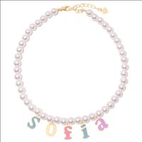 Großhandel Schmuck Mode Brief Edelstahl 302 Künstliche Perle Perlen Überzug Halskette Mit Anhänger main image 2