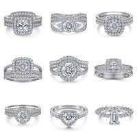 Fashion Round Sterling Silver Plating Inlay Zircon Rings 1 Piece main image 5