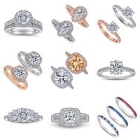 Fashion Round Sterling Silver Plating Inlay Zircon Rings 1 Piece main image 4