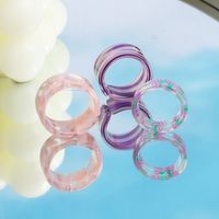 New Fashion Checkerboard Resin Transparent Ring Three-piece Set main image 8