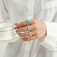 Nouvel Ensemble De Trois Pièces De Bague Transparente En Résine De Damier De Mode sku image 4