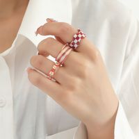 New Fashion Checkerboard Resin Transparent Ring Three-piece Set sku image 3