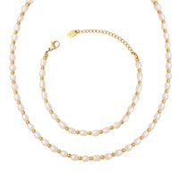 Elegant Geometric Titanium Steel Pearl Bracelets Necklace main image 4