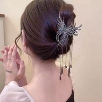 Elegant Fashion Butterfly Alloy Tassel Inlay Artificial Pearls Rhinestones Hair Clip main image 5
