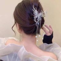 Elegant Fashion Butterfly Alloy Tassel Inlay Artificial Pearls Rhinestones Hair Clip main image 1