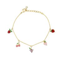 Wholesale Jewelry Color Zirconium Cherry Tropical Fruit Copper Anklet Nihaojewelry sku image 25