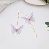 Sweet Butterfly Polyester Fabric Alloy Inlay Artificial Pearls Rhinestones Women's Earrings 1 Pair main image 5