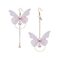 Sweet Butterfly Polyester Fabric Alloy Inlay Artificial Pearls Rhinestones Women's Earrings 1 Pair main image 3