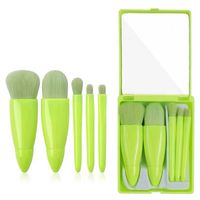 Solid Color Green Skin Color Peach Plastic Plastic Handgrip Makeup Brushes 5 Pieces sku image 4