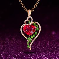 Fashion Heart Shape Alloy Inlay Rhinestones Women's Pendant Necklace main image 4