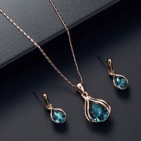 Retro Water Droplets Artificial Crystal Alloy Women's Earrings Necklace 1 Set main image 2