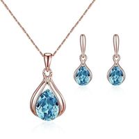 Retro Water Droplets Artificial Crystal Alloy Women's Earrings Necklace 1 Set main image 3