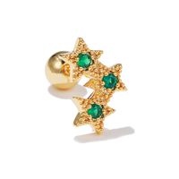 Color Zirconium Creative Popular Butterfly Star Green Copper Earrings sku image 6