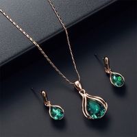 Retro Water Droplets Artificial Crystal Alloy Women's Earrings Necklace 1 Set sku image 1