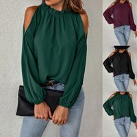 Women's Blouse Long Sleeve Blouses Patchwork Classic Style Solid Color main image 1