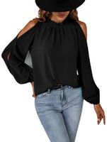 Women's Blouse Long Sleeve Blouses Patchwork Classic Style Solid Color main image 3