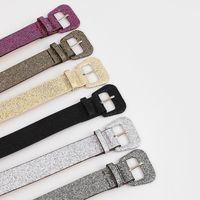Fashion Solid Color Pu Leather Plastic Sequins Women's Leather Belts main image 4