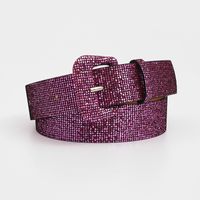 Fashion Solid Color Pu Leather Plastic Sequins Women's Leather Belts sku image 6