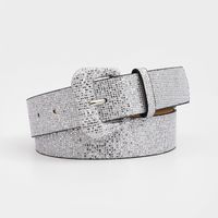 Fashion Solid Color Pu Leather Plastic Sequins Women's Leather Belts sku image 3