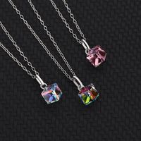 Simple Style Geometric Gradient Color Austrian Crystal Sterling Silver Pendant Necklace 1 Piece main image 5