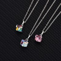Simple Style Geometric Gradient Color Austrian Crystal Sterling Silver Pendant Necklace 1 Piece main image 4