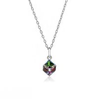 Simple Style Geometric Gradient Color Austrian Crystal Sterling Silver Pendant Necklace 1 Piece sku image 1