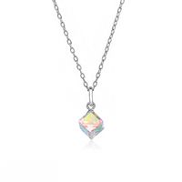 Simple Style Geometric Gradient Color Austrian Crystal Sterling Silver Pendant Necklace 1 Piece sku image 3